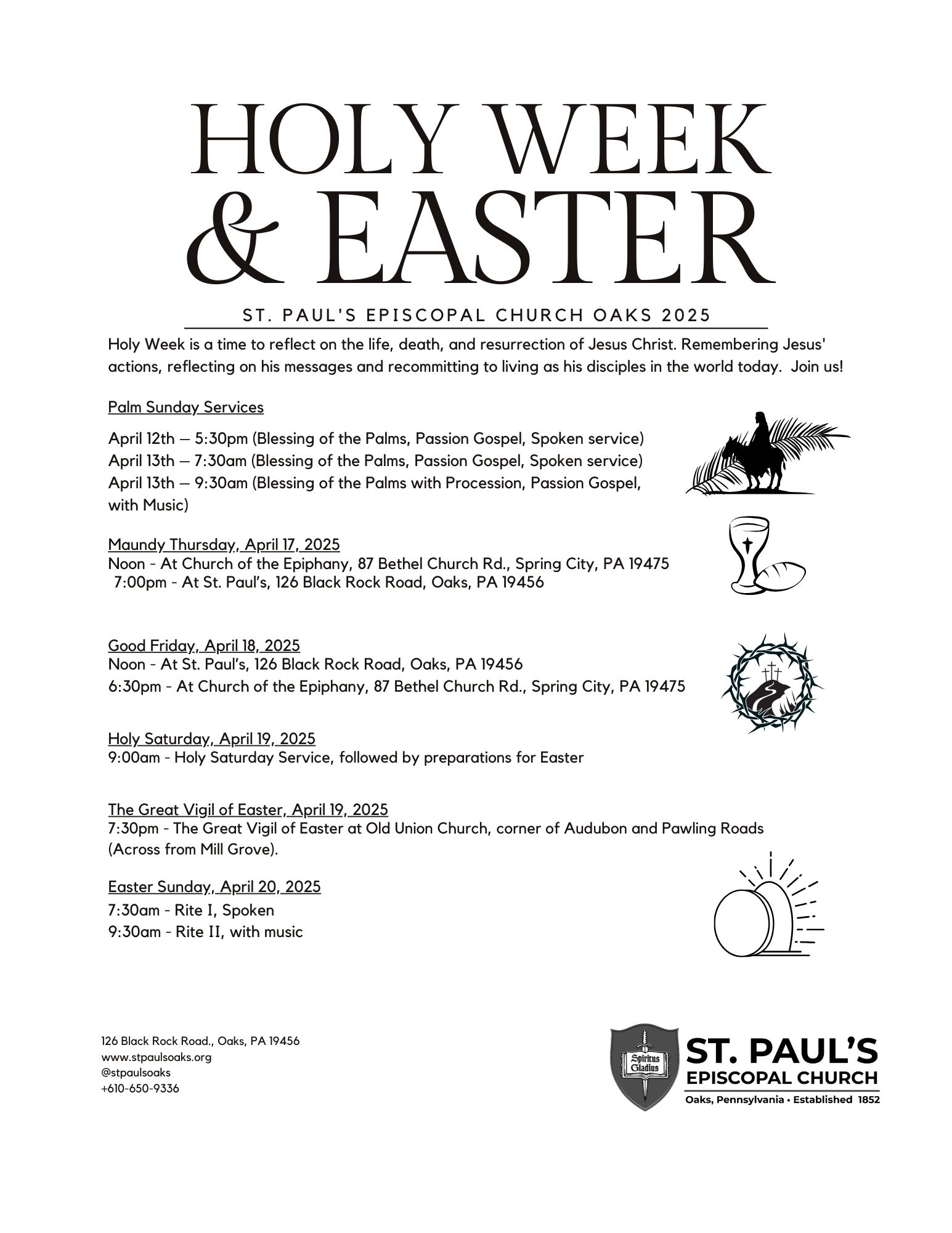Join us For Holy Week Services – St. Paul's Memorial Episcopal Church